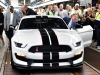 FLAT ROCK, MI., August 20, 2015--Bill Ford, executive chairman (driving) and Jimmy Settles, UAW vice president and director, National Ford Department,.drives the first all-new Ford Shelby(r) GT350R today at Ford's Flat Rock Assembly Plant. The new GT350R Mustang is the most athletic Mustang ever, designed to tackle the world's most challenging roads and race tracks while creating an exhilarating experience for the driver. Photo by: Sam VarnHagen