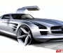 Mercedes SLS AMG Gullwing Sketch &#038; Interior