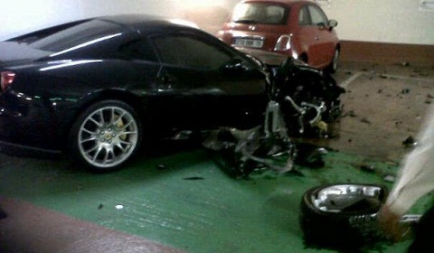 Ferrari 599 GTB Wrecked in Paris Car Park