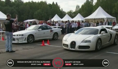 Video Bugatti Veyron vs Nissan Skyline GT-R R34