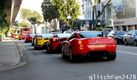 Video Ferrari Gathering in Singapore with 36 Cars