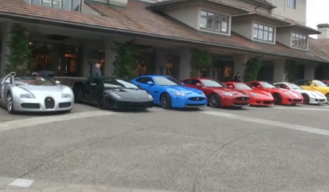 Video Lineup of Exotic Supercars in Valet