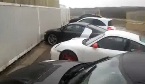 Audi R8 Crashes Into Metal Fence