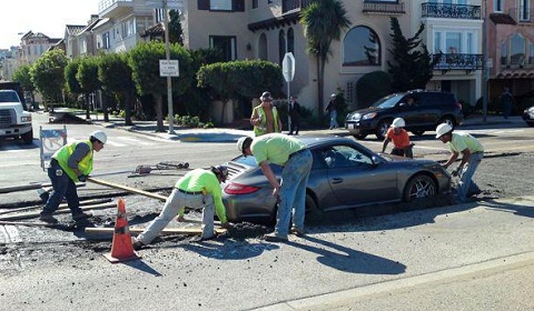 Porsche 911 Accident Cement San Francisco