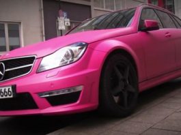 Video Matte Pink Mercedes-Benz C 63 AMG Estate