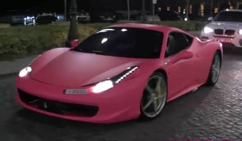 Video Matte Pink Ferrari 458 Italia in Dubai