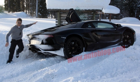 Car Crash Test Driver Crashes Lamborghini Aventador in the Snow