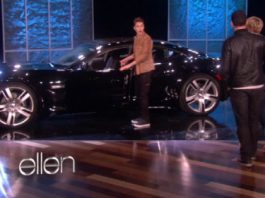Video Justin Bieber Gets a Fisker Karma on Ellen DeGeneres Show