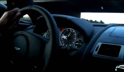 Aston Martin V12 Vantage Carbon Black doing 300km/h