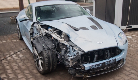 Car Crash Aston Martin V12 Wrecked in Czech Republic