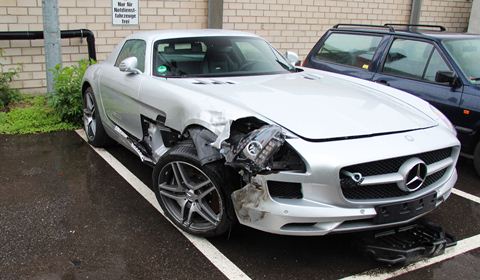 Car Crash Mercedes SLS AMG wrecked in Germany
