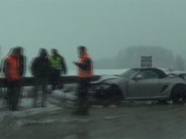 Video Porsche Boxster Crashes on Snow Covered Autobahn