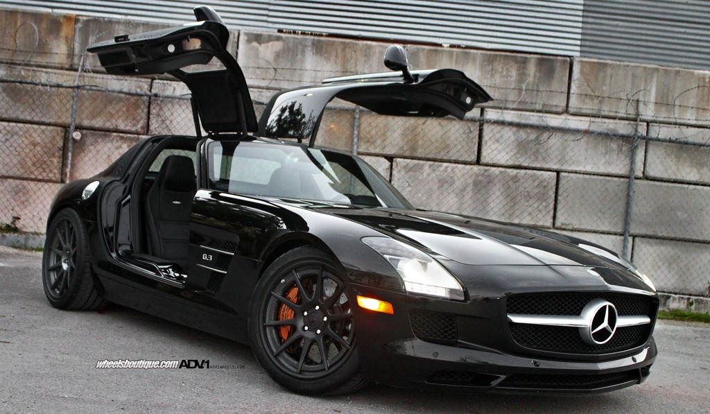 Murdered-out Mercedes-Benz SLS AMG on ADV.1 Wheels