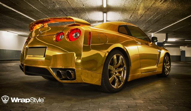 Gold Wrapped Nissan GT-R by WrapStyle