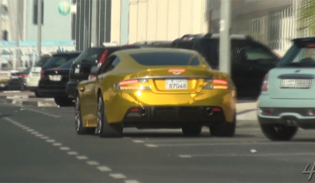Video: Gold Aston Martin DBS Spotted in Dubai
