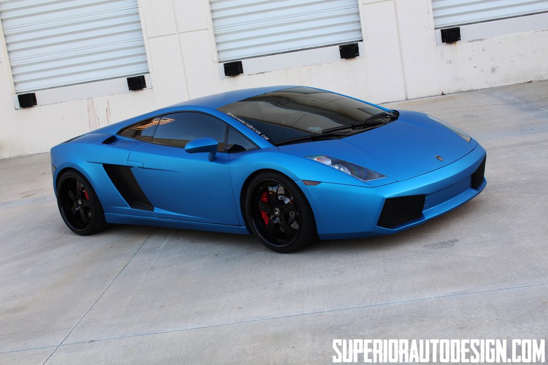 Matte Blue Wrapped Lamborghini Gallardo by Superior Auto Design