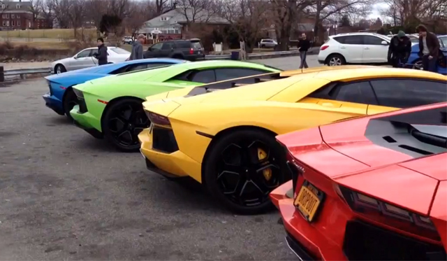 Video: Four Lamborghini Aventadors in New York City