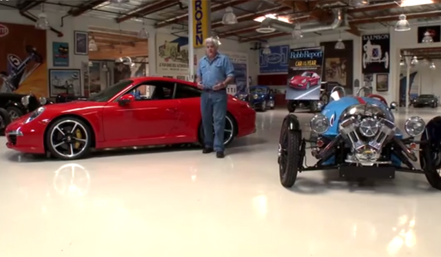 Video: Jay Leno Drives 2013 Porsche 911 Carrera S and Morgan 3 Wheeler