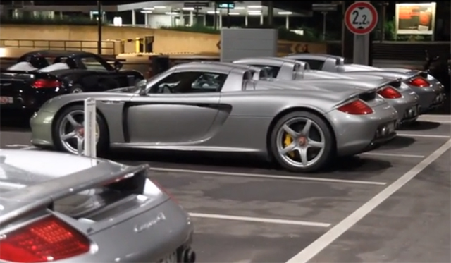 Five Porsche Carrera GTs in One Parking Lot