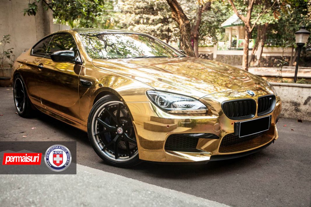 Golden Chrome BMW M6 on HRE Wheels