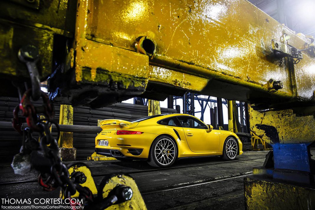 Yellow Porsche 991 Turbo S