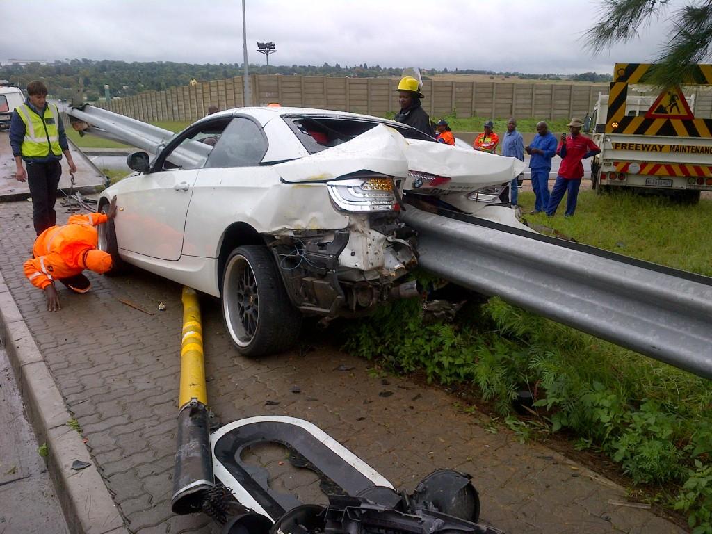 Guard Rail Pierces Through BMW 335i in Horrific Crash