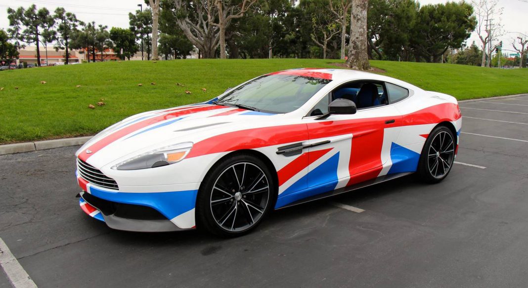 Union Jack Wrapped Aston Martin Vanquish