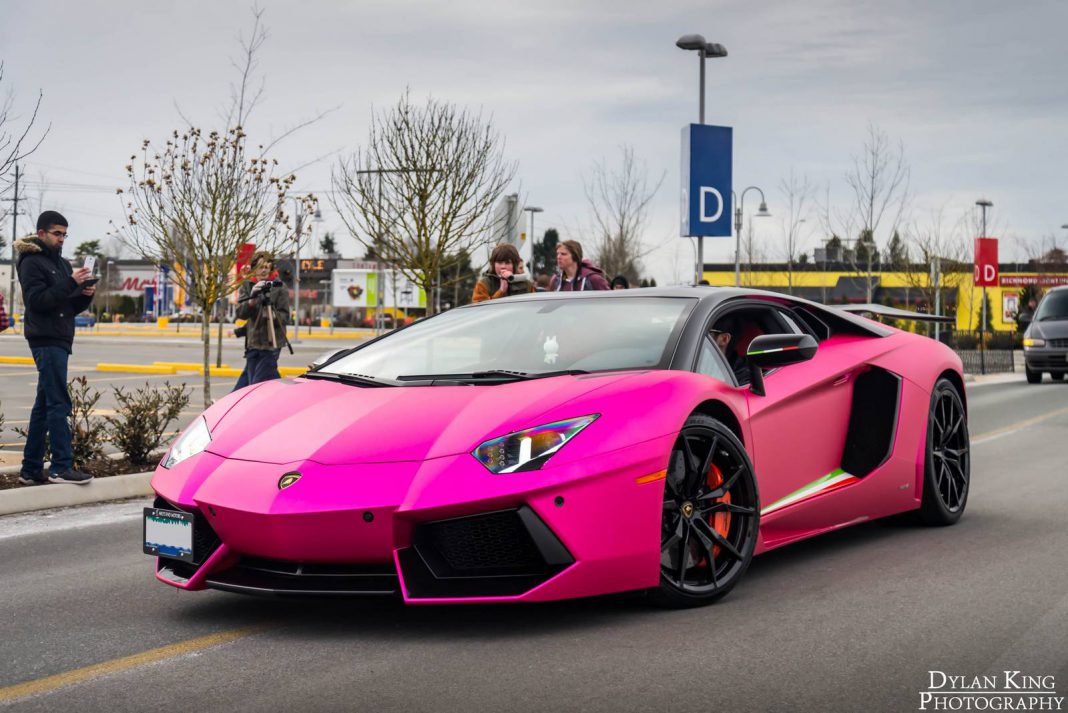 Matte Chrome Pink Lamborghini Aventador in Vancouver