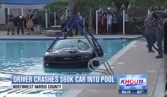 Texan Driver Crashes Chevrolet Camaro ZL1 Into Swimming Pool!