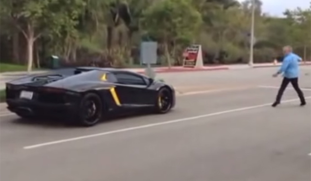 Video: Angry Man Throws Rock at Lamborghini Aventador Roadster!