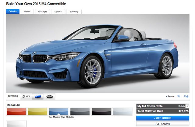 BMW M4 Convertible and Gran Coupe Configurators Launched