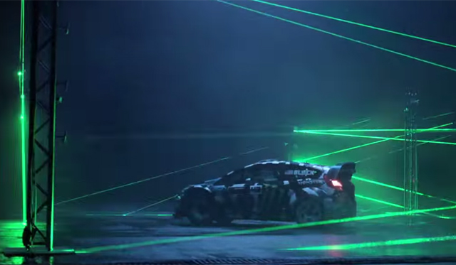 Video: Ken Block Drifts at Night With Lasers!