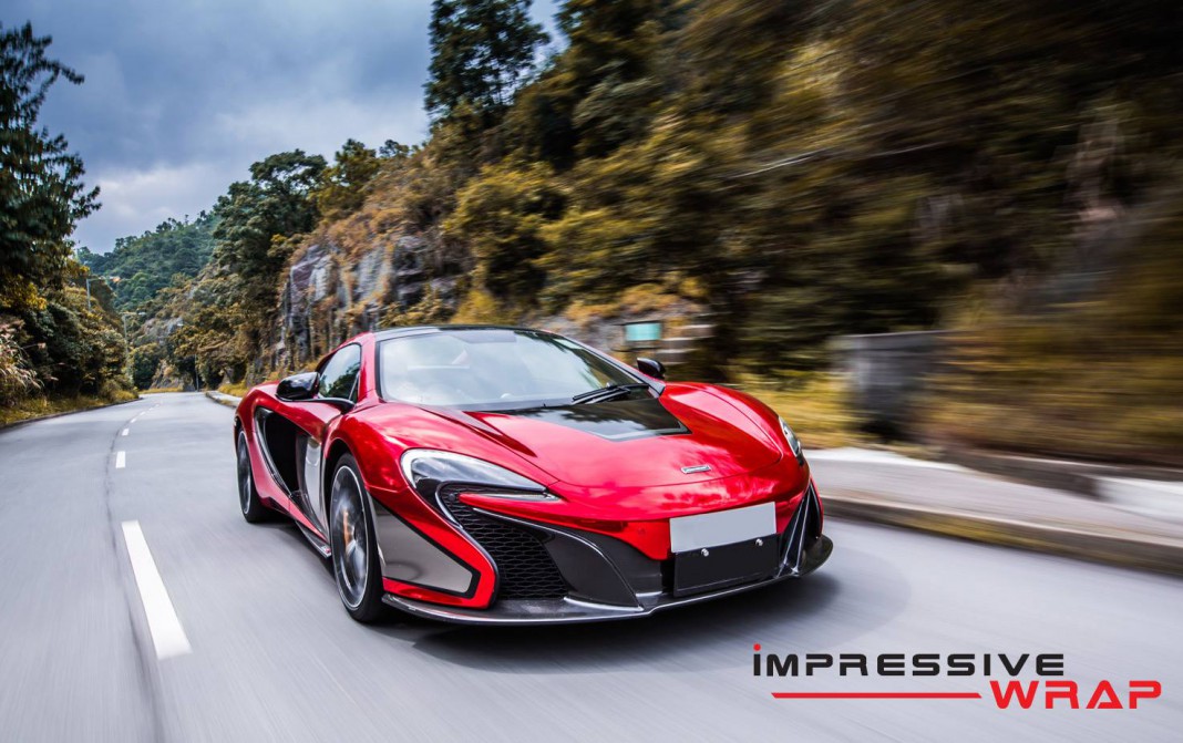 Red Chrome McLaren 650S Spider by Impressive Wrap Hong Kong