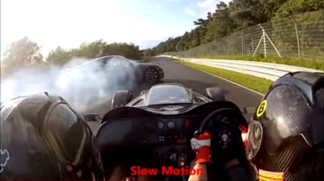 Video: Porsche Crashes Hard at the Nurburgring Nearly Taking Out a Megabusa
