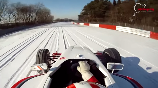 Formula Car on Snow Covered Nurburgring!