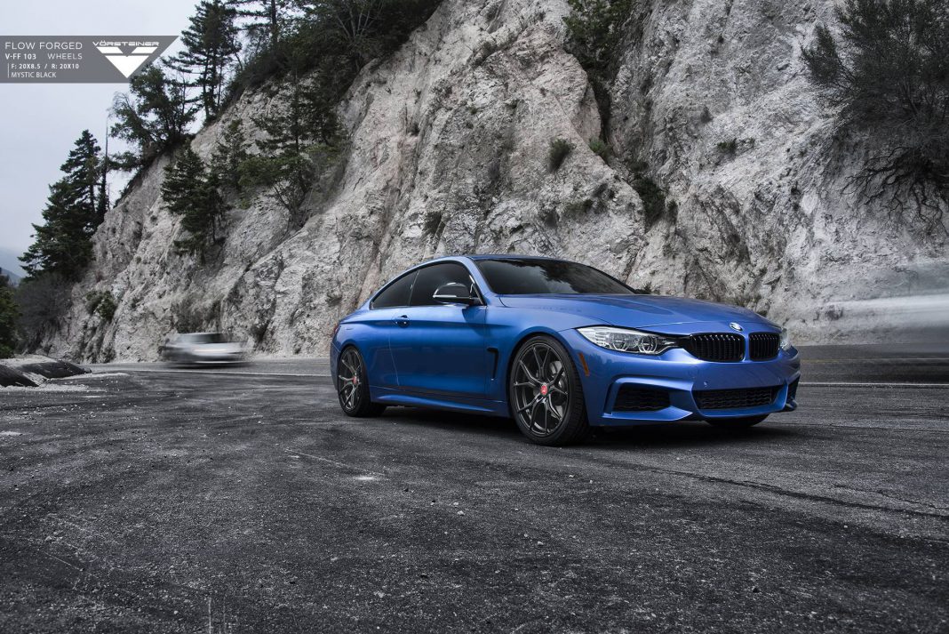Estoril Blue BMW 4 Series with Carbon Graphite Vorsteiner Wheels