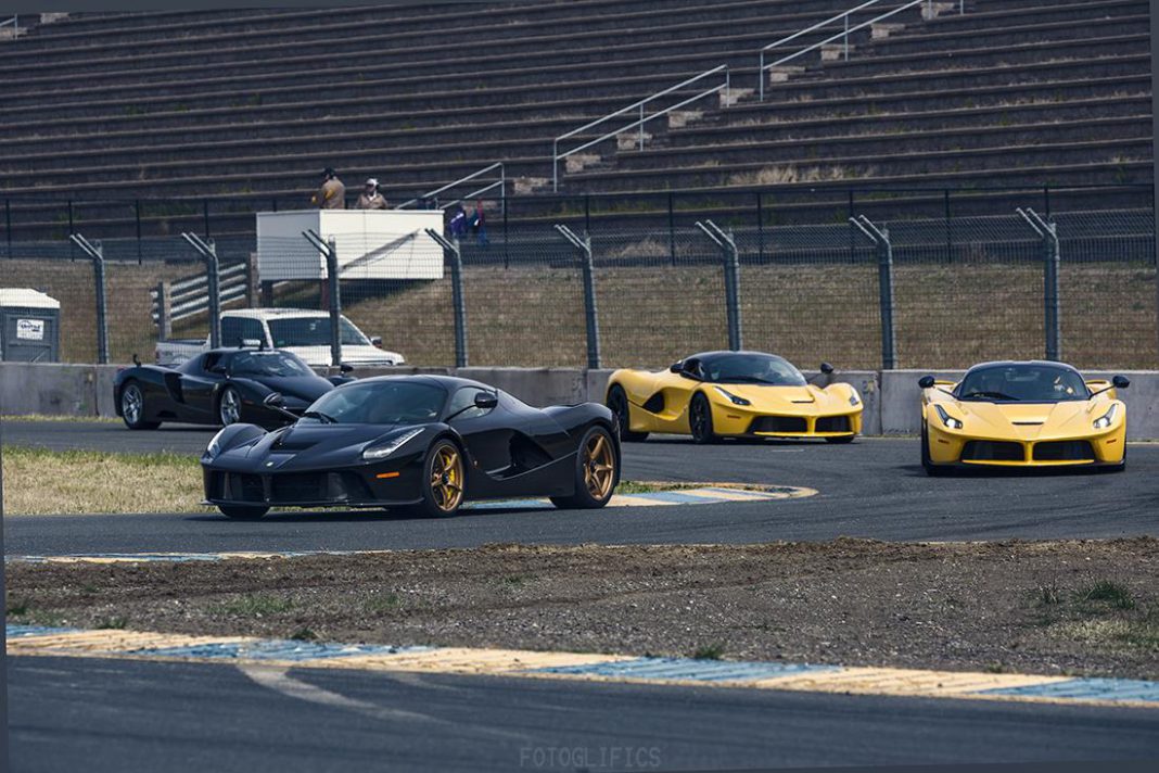 Three Ferrari LaFerrari's and an Enzo at Sonoma Raceway