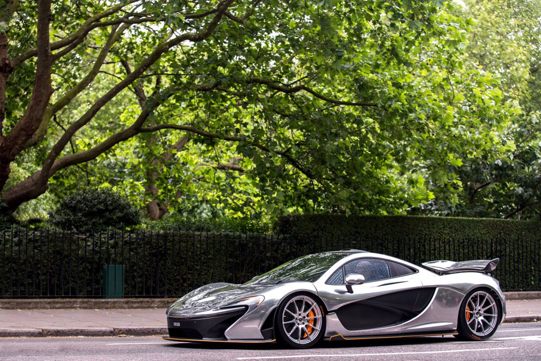 Silver McLaren P1 in London