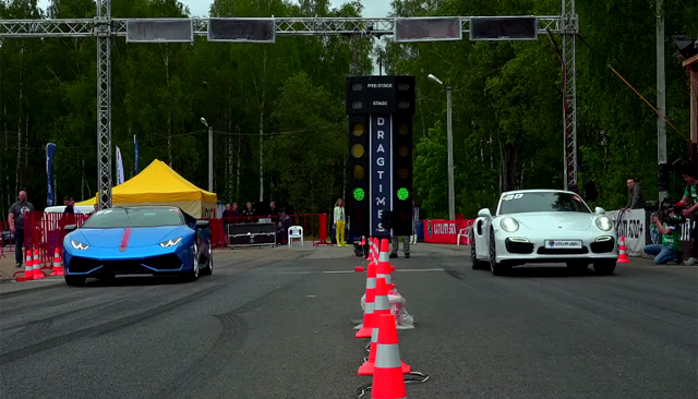 Lamborghini Huracan vs Porsche 911 Turbo S drag race