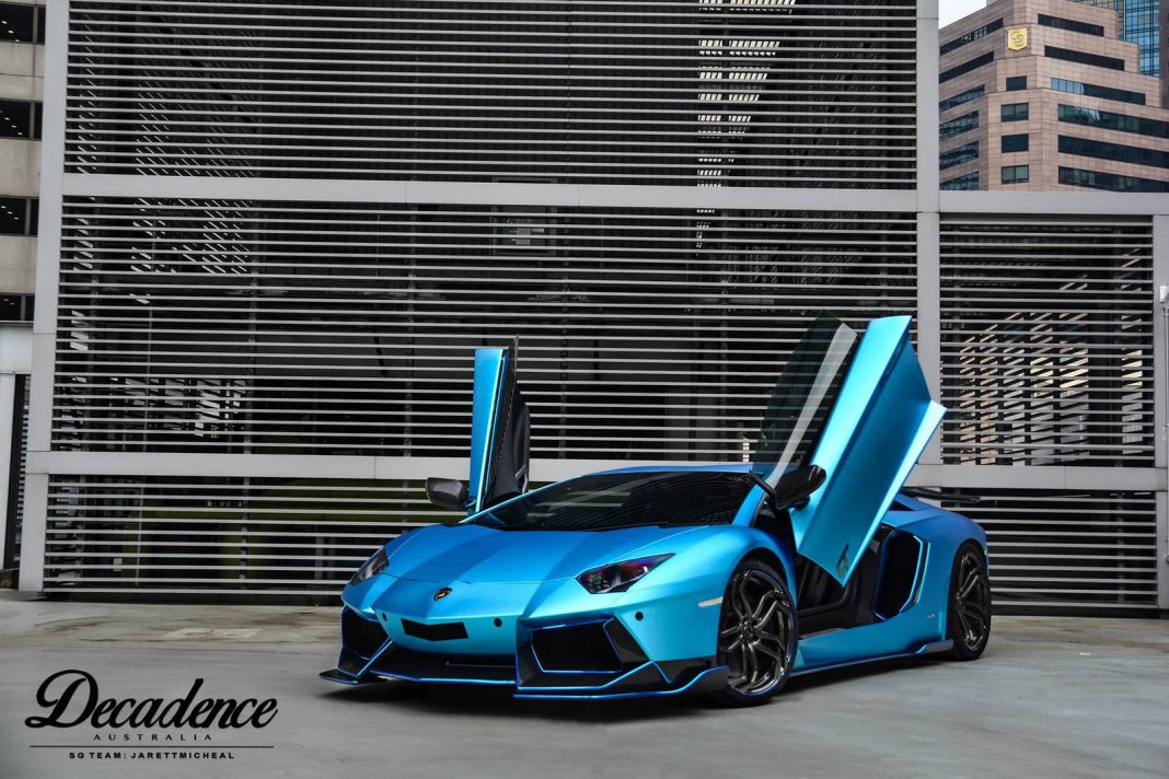 Brushed Metal Blue Lamborghini Aventador