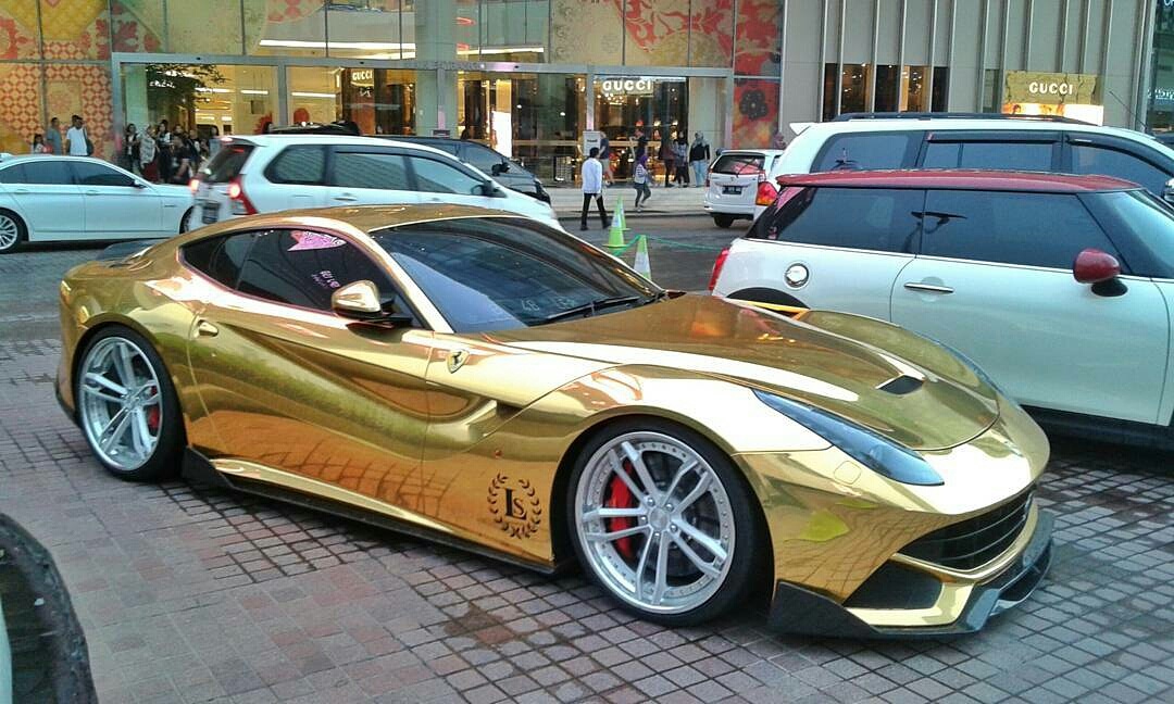 Gold Wrapped Ferrari F12 in Indonesia - GTspirit