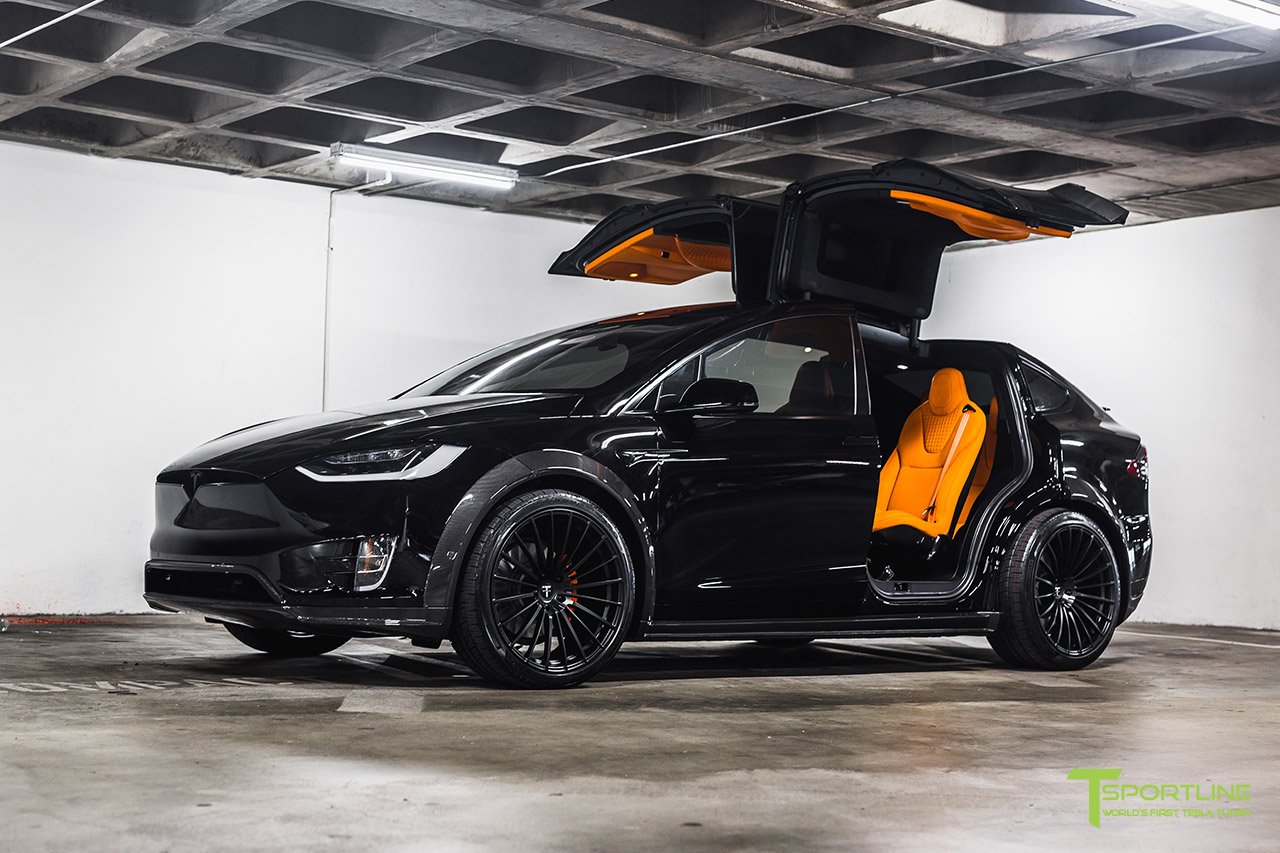 T Largo 7 Black And Orange Tesla Model X By T Sportline Gtspirit